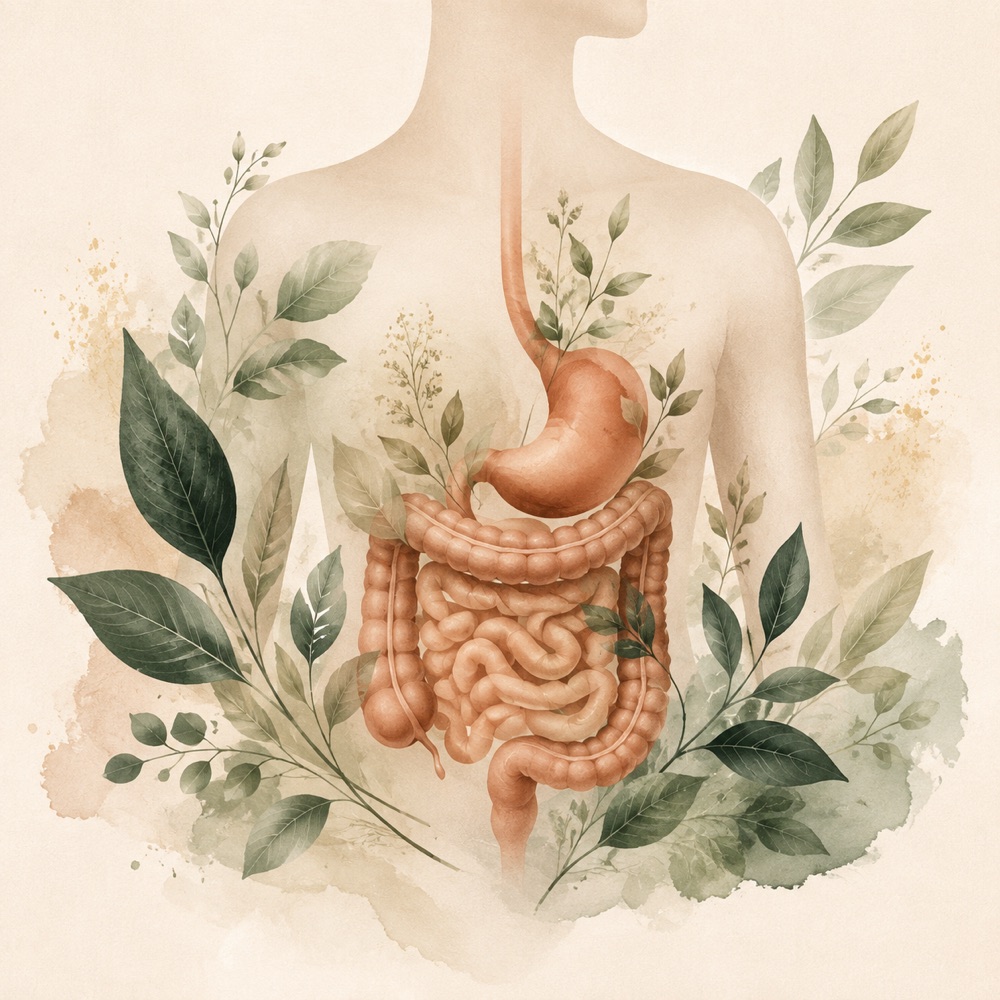 Botanical illustration representing digestive and immune health